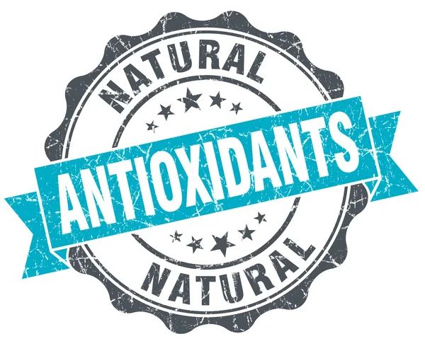 Antioxidants vintage turquoise seal isolated on white — Stock Photo, Image