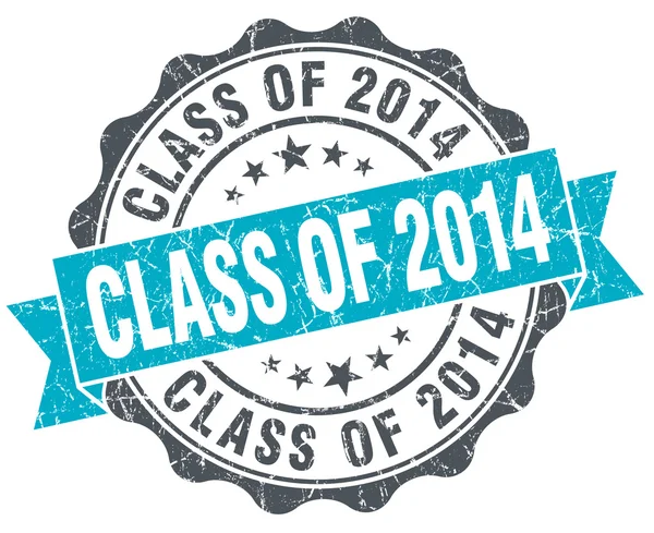 Class of 2014 vintage turquoise seal isolated on white — Stock Photo, Image