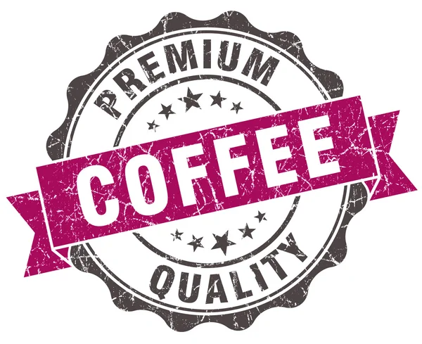 Kaffee Premium-Qualität Grunge violett Siegel isoliert auf weiß — Stockfoto