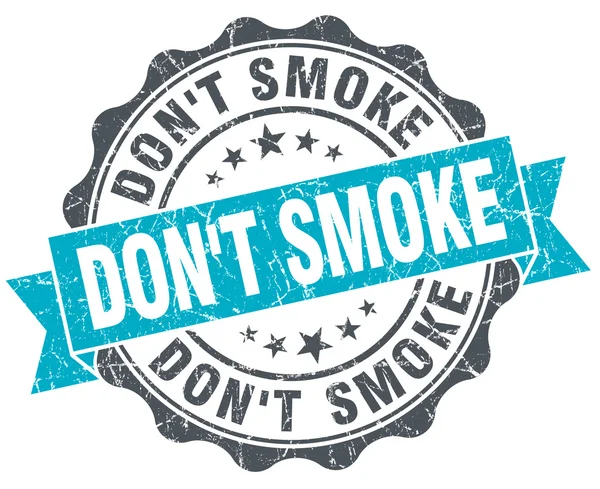 不要吸烟上白色孤立的老式绿松石印章 — 图库照片