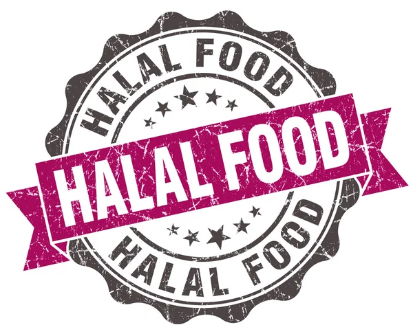 Halal nourriture grunge violet phoque isolé sur blanc — Photo