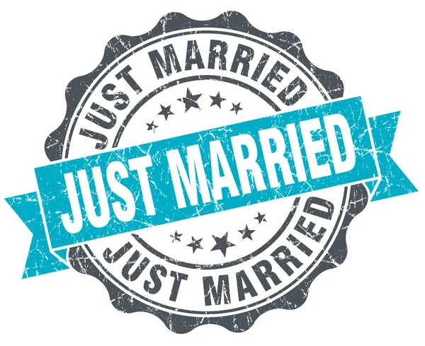 Vient de se marier phoque turquoise vintage isolé sur blanc — Photo