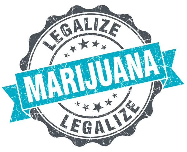 Het legaliseren van marihuana vintage turquoise zegel geïsoleerd op wit — Stockfoto