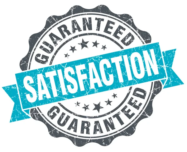 Satisfaction guaranteed vintage turquoise seal isolated on white — Stock Photo, Image