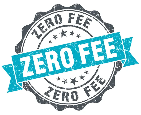 Zero fee vintage turquoise seal isolated on white — Stock Photo, Image