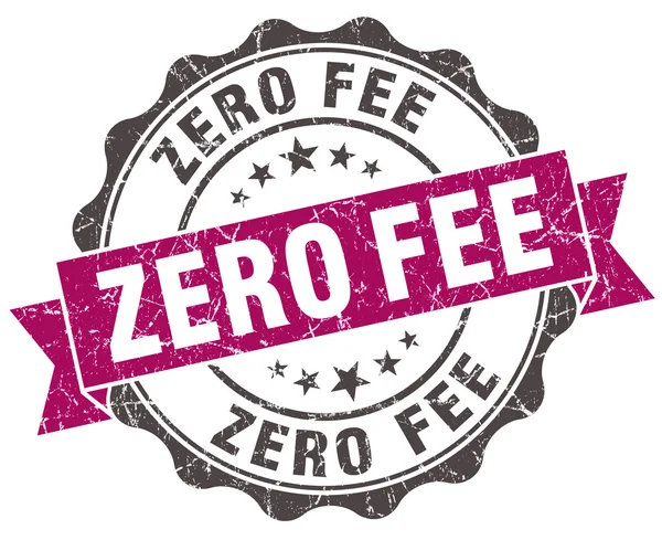Zero fee grunge violet seal isolated on white — Stock Photo, Image