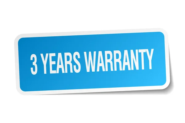 3 years warranty blue square sticker isolated on white — Stock Vector