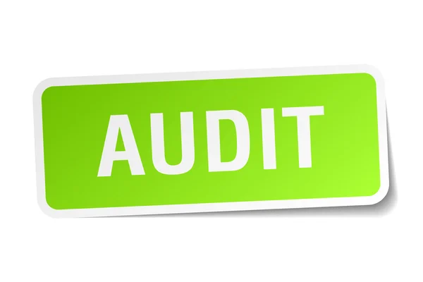 Etiqueta engomada cuadrada verde auditoría sobre fondo blanco — Vector de stock