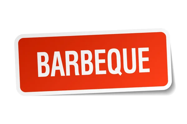 Autocollant carré rouge barbecue isolé sur blanc — Image vectorielle