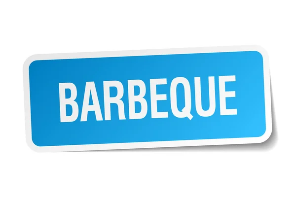 Autocollant carré bleu barbecue isolé sur blanc — Image vectorielle