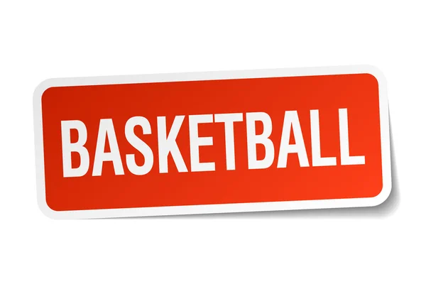 Basketball red square sticker isolated on white — Stock Vector