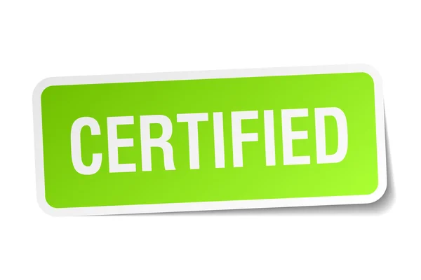 Adesivo quadrato verde certificato su sfondo bianco — Vettoriale Stock