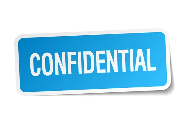 Confidential blue square sticker isolated on white — Stock Vector