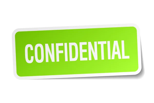 Confidential green square sticker on white background — Stock Vector