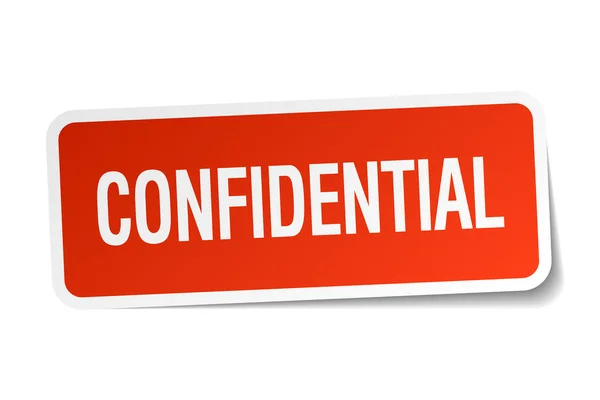 Confidential red square sticker isolated on white — Stock Vector