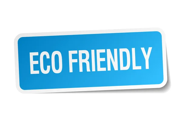 Eco φιλικό μπλε τετράγωνο αυτοκόλλητο απομονωθεί σε λευκό — Διανυσματικό Αρχείο