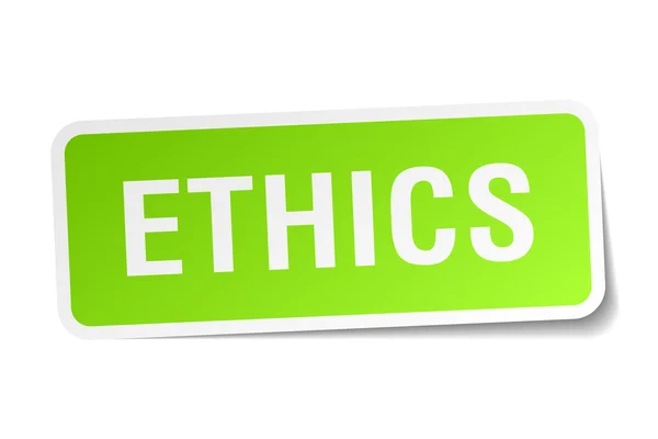 Etiqueta engomada cuadrada verde ética sobre fondo blanco — Vector de stock