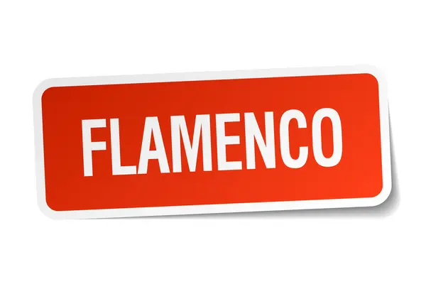 Autocolante quadrado vermelho flamenco isolado em branco — Vetor de Stock