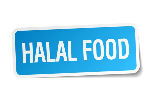 Halal food blue square sticker isolated on white — Stock Vector