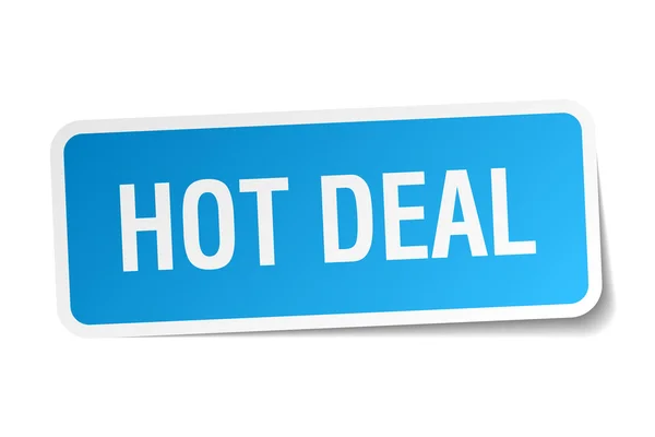 Hot deal blue square sticker isolated on white — Stock Vector