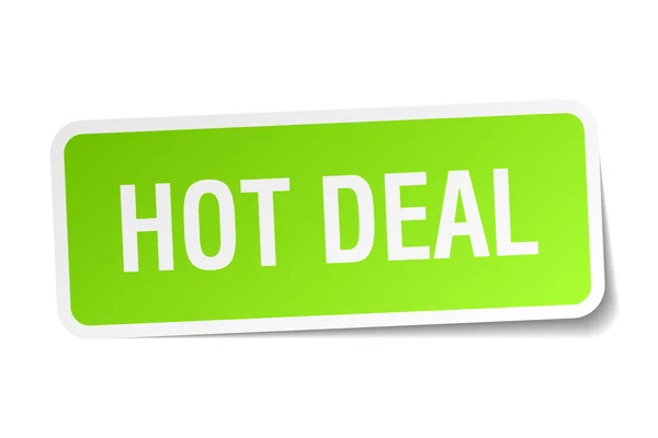 Hot deal green square sticker on white background — Stock Vector