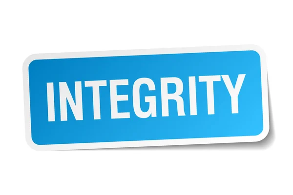 Integrity blue square sticker isolated on white — Stock Vector