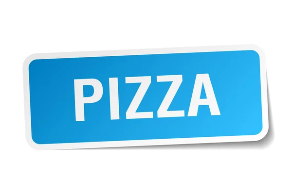 Adesivo pizza blu quadrato isolato su bianco — Vettoriale Stock
