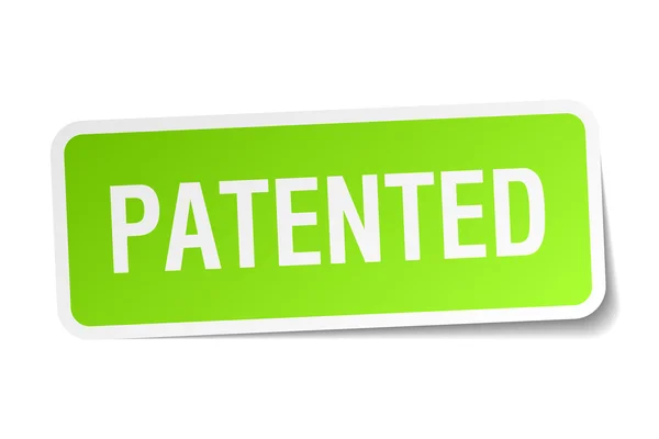 Etiqueta engomada cuadrada verde patentada sobre fondo blanco — Vector de stock