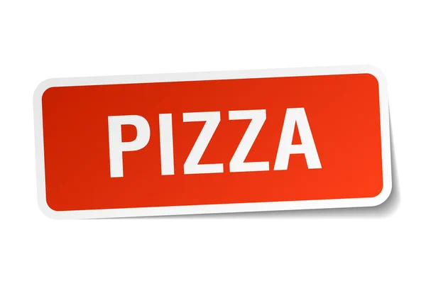 Autocollant carré rouge pizza isolé sur blanc — Image vectorielle
