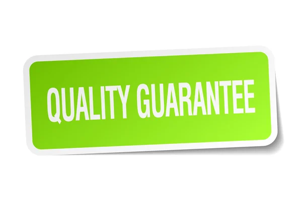 Garantía de calidad etiqueta engomada cuadrada verde sobre fondo blanco — Vector de stock
