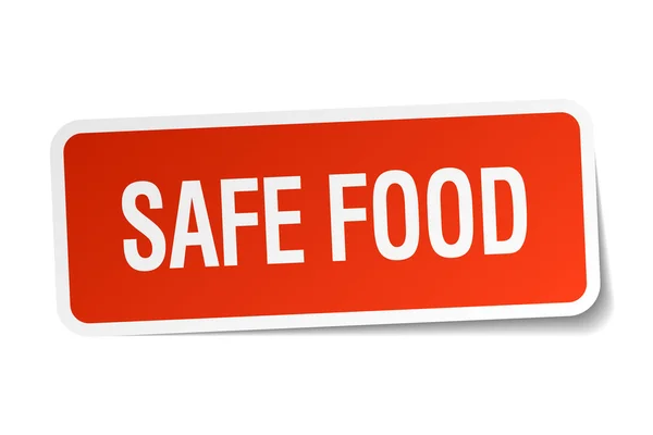 白で隔離安全な食品の赤い正方形のステッカー — ストックベクタ