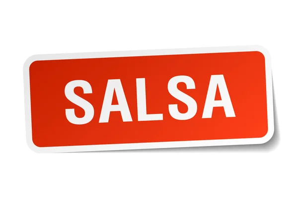 Autocollant carré rouge salsa isolé sur blanc — Image vectorielle