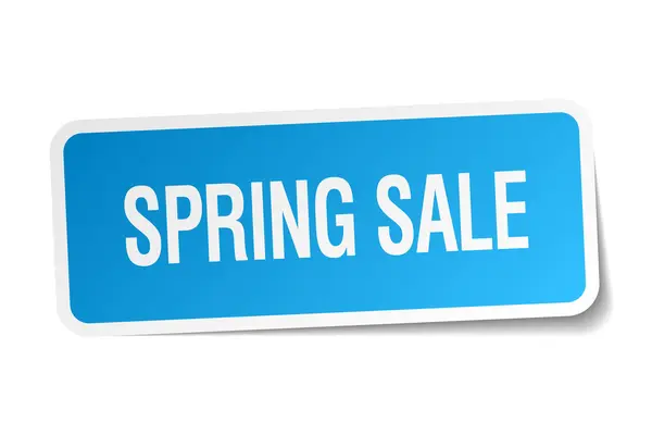Spring sale blue square sticker isolated on white — стоковый вектор