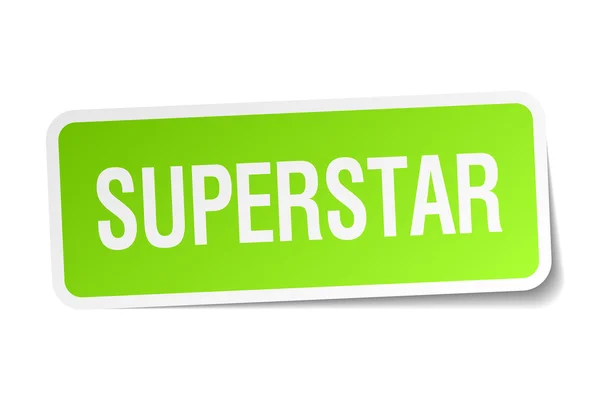 Superstar groene vierkante sticker op witte achtergrond — Stockvector