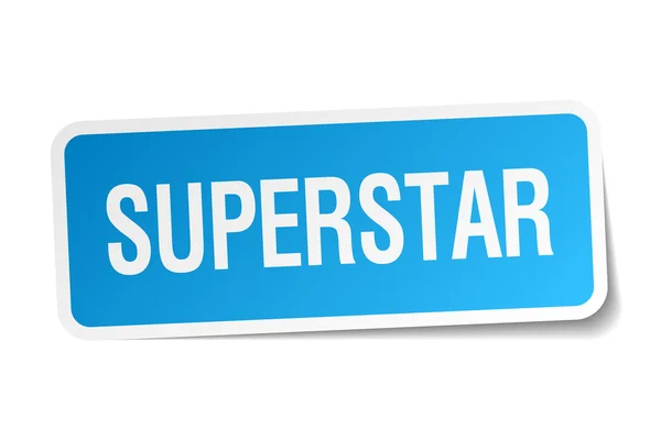 Superstar blauwe vierkante sticker geïsoleerd op wit — Stockvector