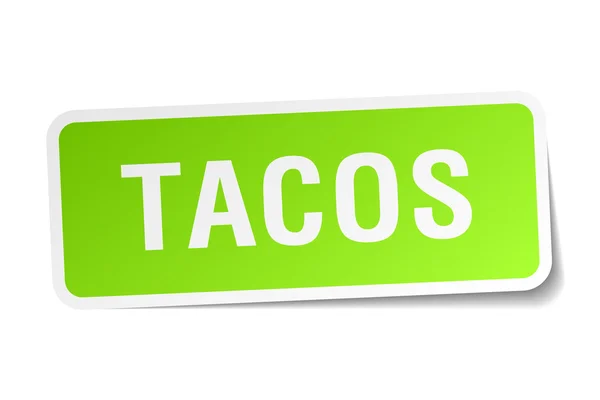 Tacos verde adesivo quadrado no fundo branco — Vetor de Stock