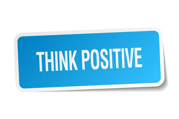 Think positive blue square sticker isolated on white — Stock Vector