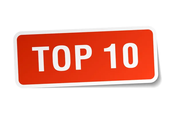 Top 10 pegatina cuadrada roja aislada en blanco — Vector de stock