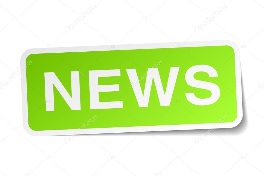 news green square sticker on white background