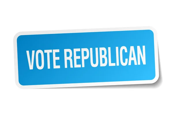 Vote republican blue square sticker isolated on white — Stock Vector