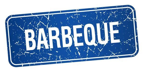 Barbecue carré bleu grunge texturé timbre isolé — Image vectorielle