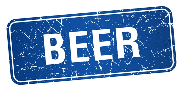 Cerveja azul quadrado grunge texturizado selo isolado — Vetor de Stock
