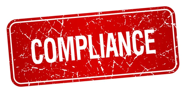 Compliance Röda torget grunge texturerat isolerade stämpel — Stock vektor