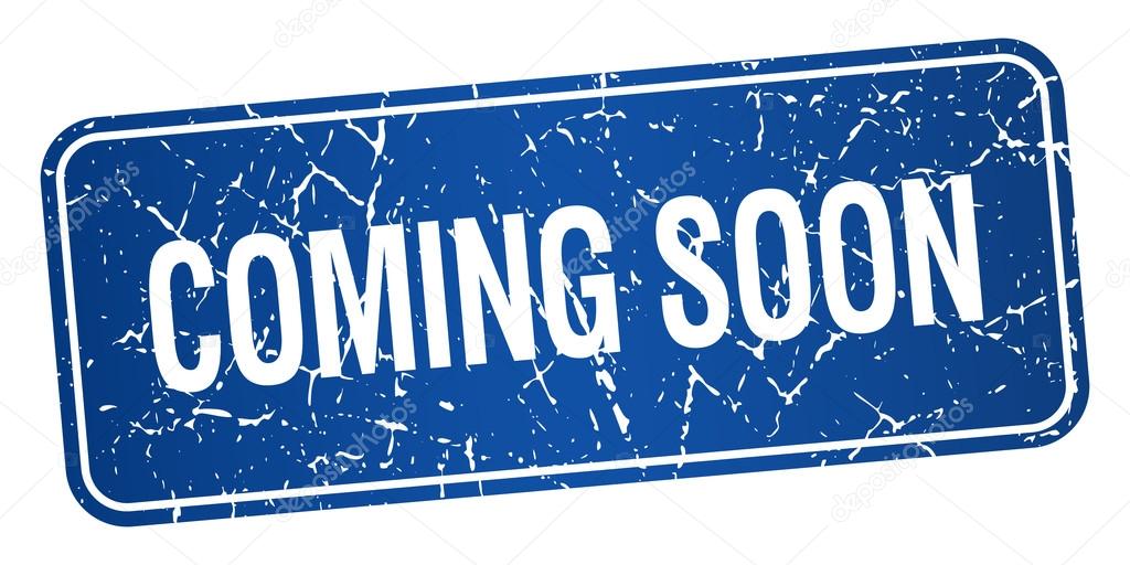 coming soon blue square grunge textured isolated stamp