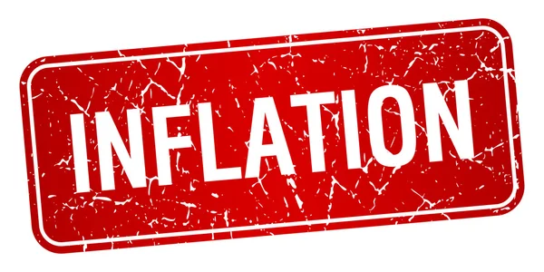 Inflación grunge cuadrado rojo textura sello aislado — Vector de stock