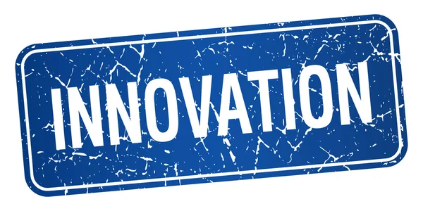 Innovazione blu grunge quadrato strutturato isolato timbro — Vettoriale Stock