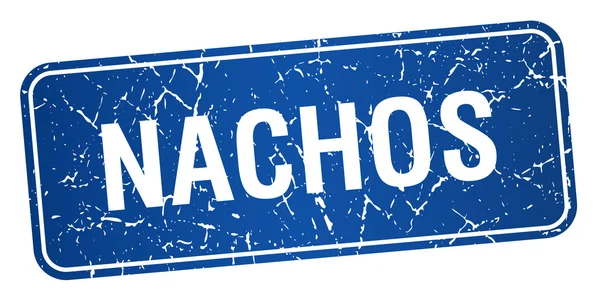 Nachos bleu carré grunge texturé timbre isolé — Image vectorielle
