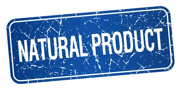 Producto natural azul cuadrado grunge textura sello aislado — Vector de stock