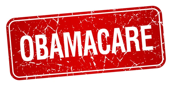 Obamacare grunge quadrado vermelho texturizado selo isolado — Vetor de Stock