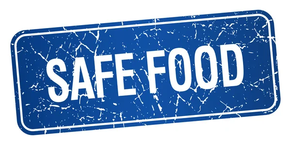 Sécurité alimentaire bleu carré grunge texturé timbre isolé — Image vectorielle